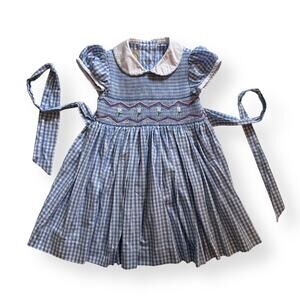 The Beaufort Bonnet Company Dottie Hart smocked blue gingham dress